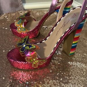 Betsey Johnson Women's Noemi Butterfly Strap Heels six 8